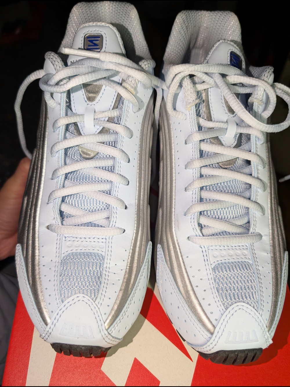 White and Silver Athletic Lace-Up Sneakers - Women
